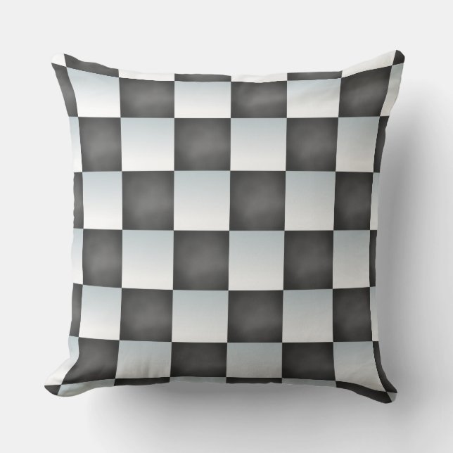 Shades of Black and White Chessboard Kussen (Voorkant)