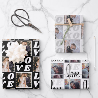 Shades of Black & Grey kerstfoto 3 Gift Inpakpapier Vel