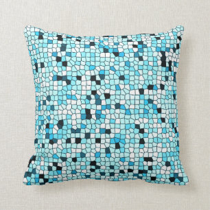 Shades of Blauwgroen Blue Stylish Mosaic Patterned Kussen