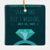 Shades of Blauwgroen Diamond Ring Save the Date Keramisch Ornament (Voorkant)