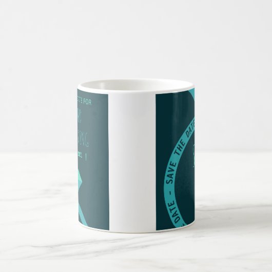 Shades of Blauwgroen Diamond Ring Save the Date Koffiemok (Center)