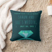 Shades of Blauwgroen Diamond Ring Save the Date Kussen (Deken)