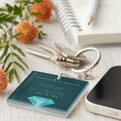 Shades of Blauwgroen Diamond Ring Save the Date Sleutelhanger (Voorkant Rechts)