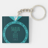 Shades of Blauwgroen Diamond Ring Save the Date Sleutelhanger (Achterkant)