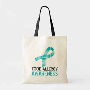Shades of Blauwgroen Ribbon Food Allergy Awareness Tote Bag