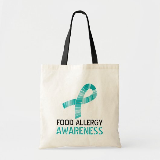 Shades of Blauwgroen Ribbon Food Allergy Awareness Tote Bag (Voorkant)
