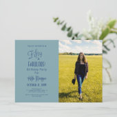 Shades Of Blue 50 & FABULOUS Verjaardagsfeest Foto Kaart (Staand voorkant)