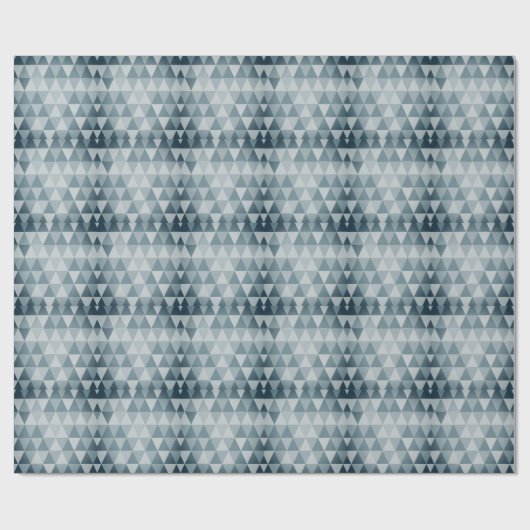 Shades of Blue Abstract Triangle Retro Xmas Tree W Cadeaupapier (Vlak)