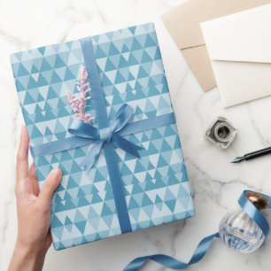 Shades of Blue Abstract Triangle Retro Xmas Tree W Cadeaupapier