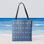 Shades of Blue and Beige Boho Tote Bag