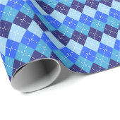Shades of Blue Argyle Sporty Preppy Gepersonalisee Cadeaupapier (Rol Hoek)