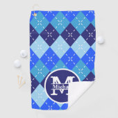Shades of Blue Argyle Sporty Preppy Gepersonalisee Golfhanddoek (Insitu)