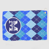 Shades of Blue Argyle Sporty Preppy Gepersonalisee Golfhanddoek (Horizontaal)