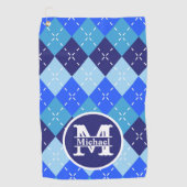 Shades of Blue Argyle Sporty Preppy Gepersonalisee Golfhanddoek (Voorkant)