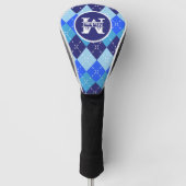 Shades of Blue Argyle Sporty Preppy Gepersonalisee Golfheadcover (Voorkant)