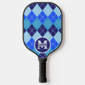 Shades of Blue Argyle Sporty Preppy Gepersonalisee Pickleball Paddle (Voorkant)