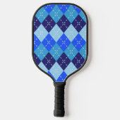 Shades of Blue Argyle Sporty Preppy Gepersonalisee Pickleball Paddle (Achterkant)