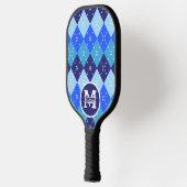 Shades of Blue Argyle Sporty Preppy Gepersonalisee Pickleball Paddle (Links)