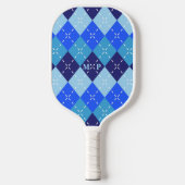 Shades of Blue Argyle Sporty Preppy Pickleball Paddle (Voorkant)