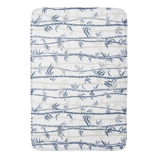 Shades of Blue Bamboo Pattern Bathmat Badmat (Voorkant Verticaal)