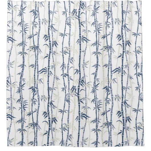 Shades of Blue Bamboo Pattern Douchegordijn (Voorkant)