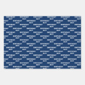 Shades of Blue Birthday Boy Inpakpapier Vel (Voorkant 3)