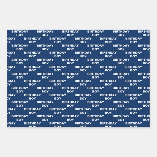 Shades of Blue Birthday Boy Inpakpapier Vel (Voorkant 3)