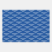 Shades of Blue Birthday Boy Inpakpapier Vel (Voorkant)