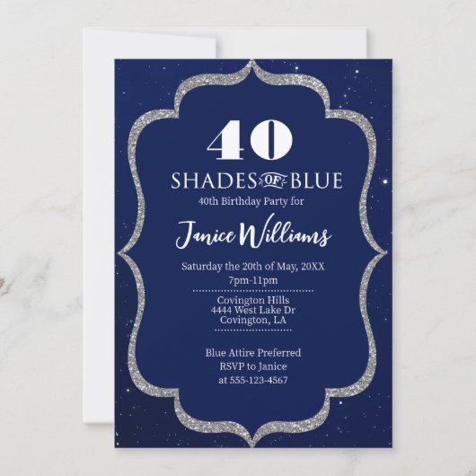 Shades of Blue Birthday Invitation Kaart (Voorkant)