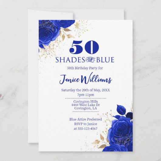 Shades of Blue Birthday Invitation Kaart (Voorkant)