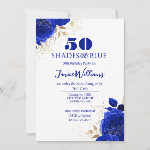 Shades of Blue Birthday Invitation Kaart