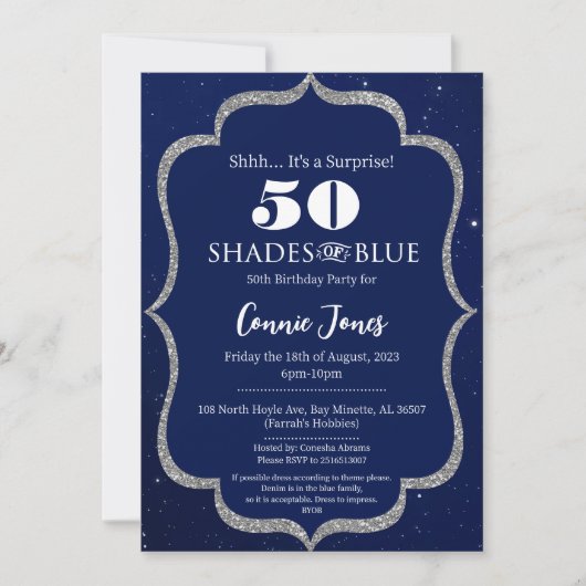 Shades of Blue Birthday Invitation Kaart (Voorkant)