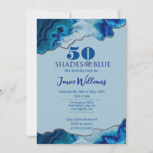 Shades of Blue Birthday Invitation Kaart