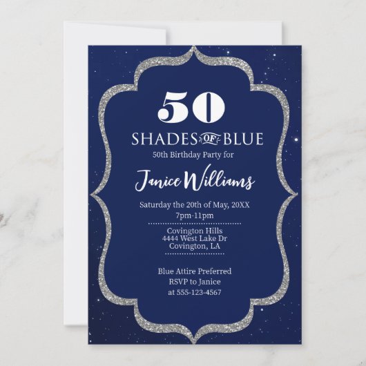 Shades of Blue Birthday Invitation Kaart (Voorkant)