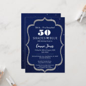 Shades of Blue Birthday Invitation Kaart (Voorkant / Achterkant in situ)