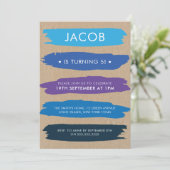 Shades of Blue Brush Strokes Jongens 5e verjaardag Kaart (Staand voorkant)