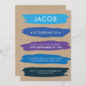 Shades of Blue Brush Strokes Jongens 5e verjaardag Kaart (Voorkant / Achterkant)