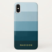 Shades of Blue Chic Wide Stripes Case-Mate iPhone Case (Achterkant)