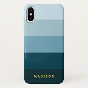 Shades of Blue Chic Wide Stripes Case-Mate iPhone Case