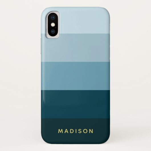 Shades of Blue Chic Wide Stripes Case-Mate iPhone Case (Achterkant)