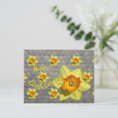 Shades of Blue Daffodils Cust. Verjaardag Briefkaa Briefkaart (Staand voorkant)
