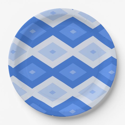 Shades of blue diamond pattern papieren bordje (Voorkant)