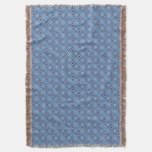 Shades of Blue Diamond Patterned Throw Blanket Deken (Voorkant Verticaal)