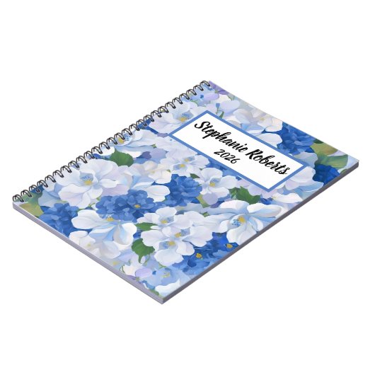 Shades of Blue Florals Notitieboek (Linkerzijde)