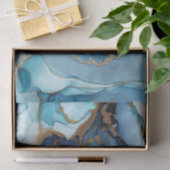 Shades of Blue, Gold Abstract Waterverf Marble Tissuepapier (Geschenk)