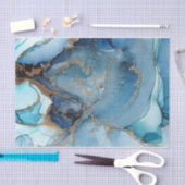 Shades of Blue, Gold Abstract Waterverf Marble Tissuepapier (Craft)