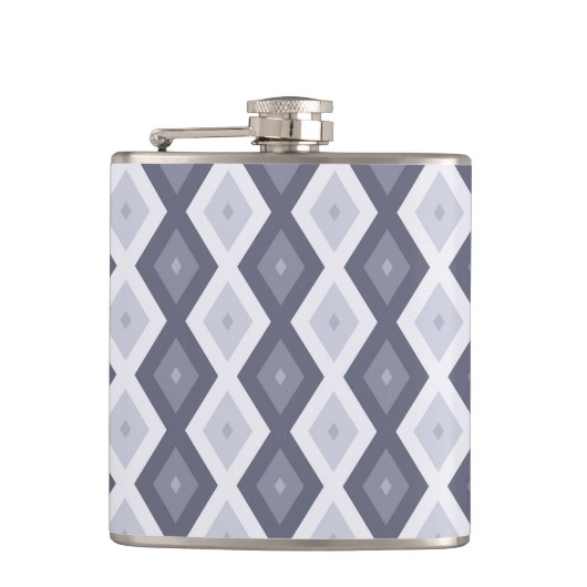 Shades of blue grey diamond pattern heupfles (Voorkant)