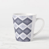 Shades of blue grey diamond pattern latte mok (Rechts)