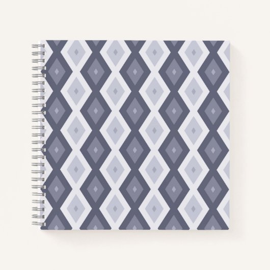 Shades of blue grey diamond pattern notitieboek (Voorkant)