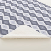 Shades of blue grey diamond pattern sherpa deken (3/4)